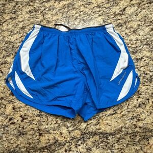 Brooks Equilibrium Mens Blue White Mesh Inseam 3.5 Running Shorts Size M